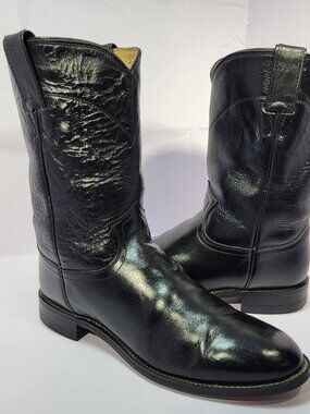 Justin Jackson Classic Men's Size 8.5D Black Leather Western Roper Boots 3133